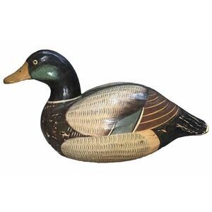 Vintage Hand Carved & Painted Wooden Duck Decoy Mallard 12” Made In Indonesia